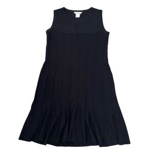 MISOOK Tank Dress Black Pleated Sleeveless Slinky Knit Acrylic Size Large